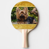 Adortable Sweet Yorkshire Terrier Goldfolie Design Tischtennis Schläger (Vorderseite)