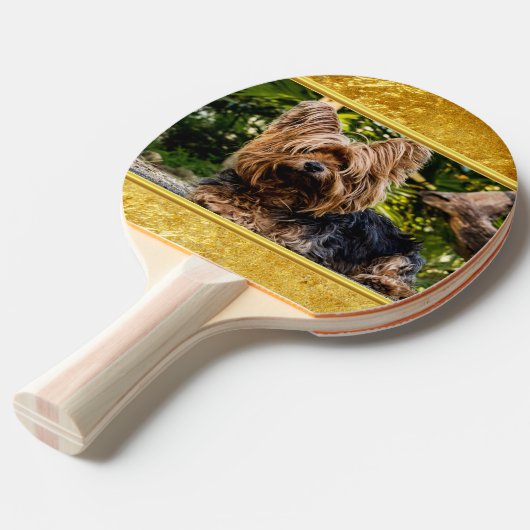 Adortable Sweet Yorkshire Terrier Goldfolie Design Tischtennis Schläger (Vorderseite)