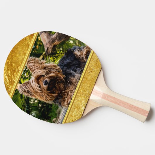 Adortable Sweet Yorkshire Terrier Goldfolie Design Tischtennis Schläger (Seitenansicht)