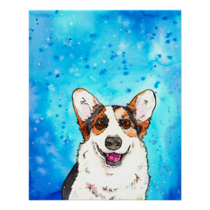 Adortable Tricolor Corgi Poster