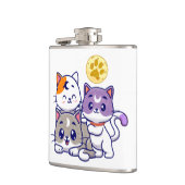 Adortable Trio - Drei Niedliche Katzen Flachmann (Links)