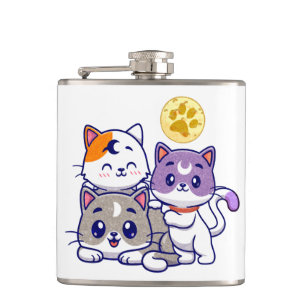 Adortable Trio - Drei Niedliche Katzen Flachmann