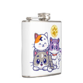 Adortable Trio - Drei Niedliche Katzen Flachmann (Rechts)