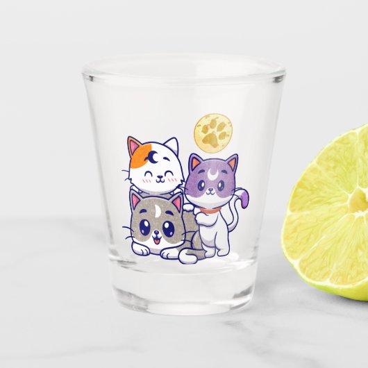 Adortable Trio - Drei Niedliche Katzen Schnapsglas (Vorderseite)