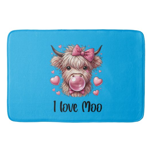Adortable Valentine Highland Cow Badematte (Vorderseite)