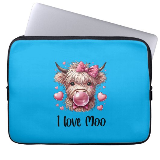 Adortable Valentine Highland Cow Laptopschutzhülle (Vorderseite)
