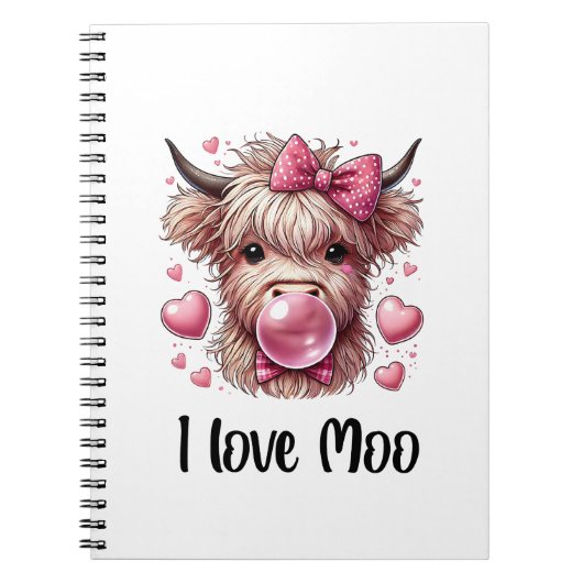 Adortable Valentine Highland Cow Notizblock (Vorderseite)