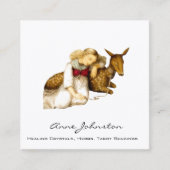 Adortable Vintag Girl and Deer Quadratische Visitenkarte (Vorderseite)