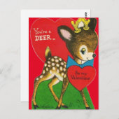 Adortable Vintage Deer Valentine Postkarte (Vorne/Hinten)