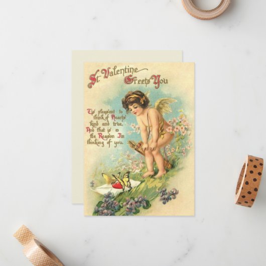 Adortable Vintage Valentinschlucht Mitteilungskarte (Vorderseite/Rückseite Beispiel)