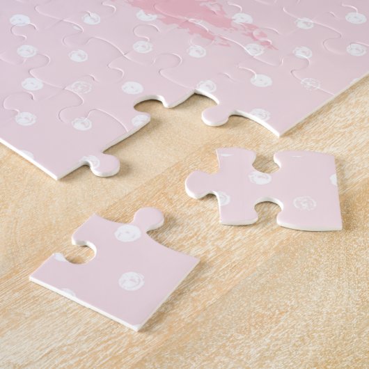 Adortable Wasserfarbe Rosa Personalisiert Puzzle (Seite)