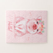 Adortable Wasserfarbe Rosa Personalisiert Puzzle (Horizontal)