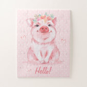 Adortable Wasserfarbe Rosa Personalisiert Puzzle (Vertikal)