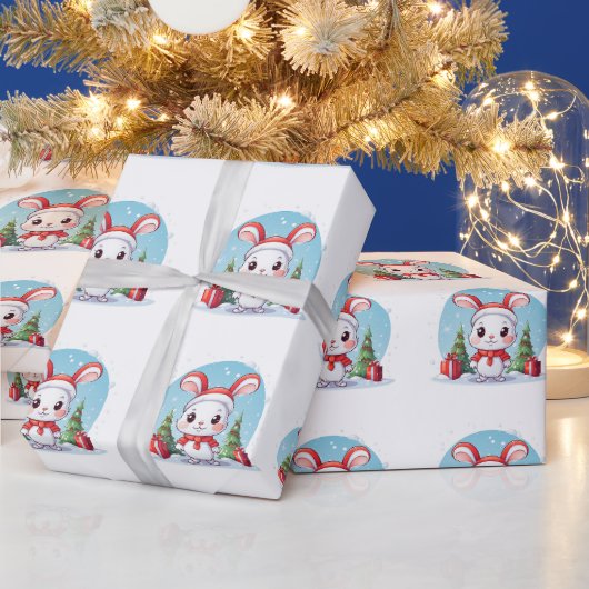 Adortable Weihnachten Bunny Cartoon Geschenk Wrap Geschenkpapier (Feiertage)