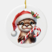 Adortable Weihnachtsfeier in Weihnachtsmannmütze m Keramik Ornament (Hinten)