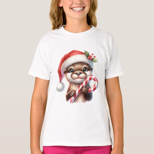 Adortable Weihnachtsfeier in Weihnachtsmannmütze m T-Shirt (Vorderseite)