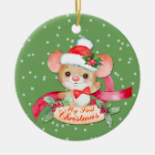 Adortable Weihnachtsmannmütze Mouse First Christma Keramik Ornament (Vorne)