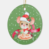 Adortable Weihnachtsmannmütze Mouse First Christma Keramik Ornament (Links)