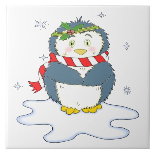 Adortable Weihnachtspenguin Fliese (Vorderseite)