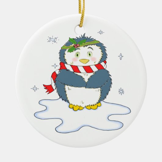 Adortable Weihnachtspenguin Keramikornament (Vorne)