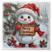 Adortable Weihnachtsschneemann Fliese (Vorderseite)