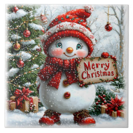 Adortable Weihnachtsschneemann Fliese