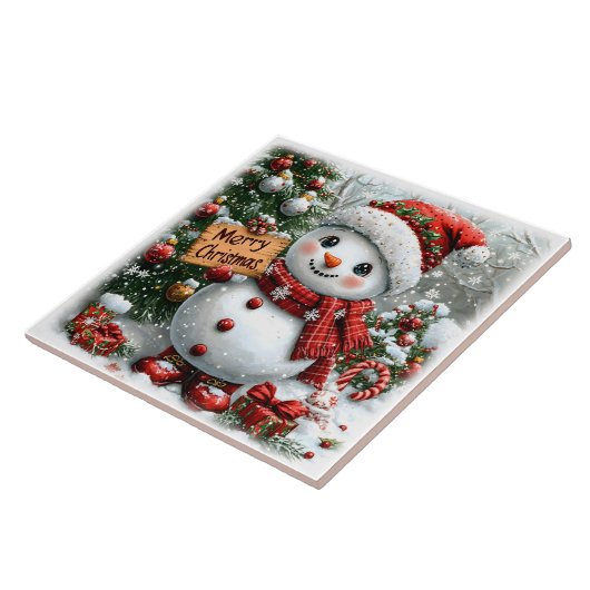 Adortable Weihnachtsschneemann Fliese (Seite)