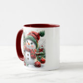 Adortable Weihnachtsschneemann Tasse (Vorderseite Links)