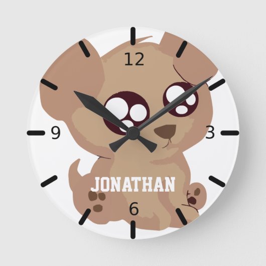 Adortable Welpe Runde Wanduhr (Vorderseite)