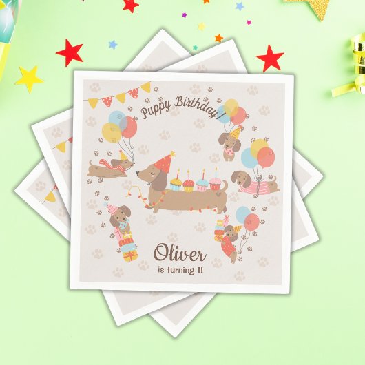 Adortable Welppy Birthday Pawty Serviette