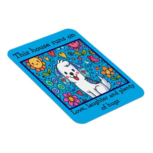 Adortable Whimsical Dog mit Meldung Magnet (Rechte Seite)