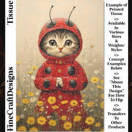 Adortable Whimsical Ladybug Kitten DA5 Decoupage Seidenpapier