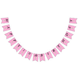 Adortable White Birthday Cartoon Bunny Hot Pink Wimpelkette