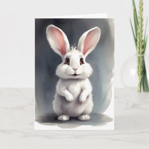 Adortable White Bunny Rabbit Portrait Blank Greet Karte