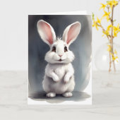 Adortable White Bunny Rabbit Portrait Blank Greet Karte (Gelbe Blume)