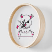 Adortable White Cat Aufkleber für Katzen Liebhaber Uhr (Winkel)