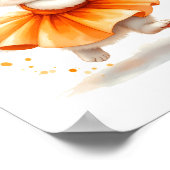 Adortable White Kitten Ballerina in Orange Tutu Poster (Ecke)