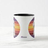 Adortable White Poodle Dog Retro Sunset Tasse (Zentrum)