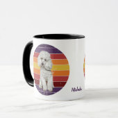Adortable White Poodle Dog Retro Sunset Tasse (Vorderseite Links)