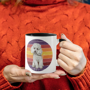 Adortable White Poodle Dog Retro Sunset Tasse
