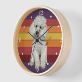 Adortable White Poodle Dog Retro Sunset Uhr (Winkel)