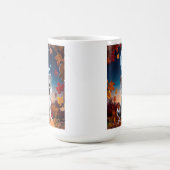 Adortable Wolf mit Crescent Moon Halloween Art Kaffeetasse (Mittel)