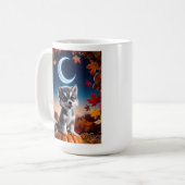 Adortable Wolf mit Crescent Moon Halloween Art Kaffeetasse (Vorderseite Links)