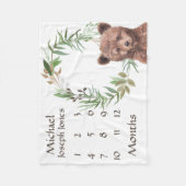 Adortable Woodland Baby Bear Milestone Keepake Fleecedecke (Vorderseite)