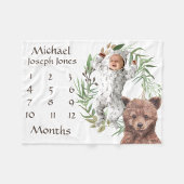 Adortable Woodland Baby Bear Milestone Keepake Fleecedecke
