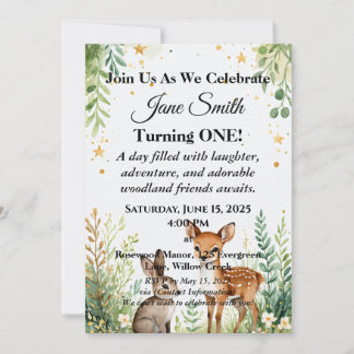 Adortable Woodland | Niedliche Tiere zum ersten Ge Einladung