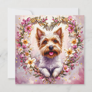 Adortable Yorkie umgeben von Blumenreath