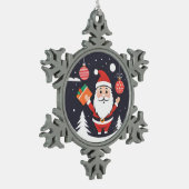 Adortable Zinnwein Weihnachten Schneeflocken Zinn-Ornament (Links)