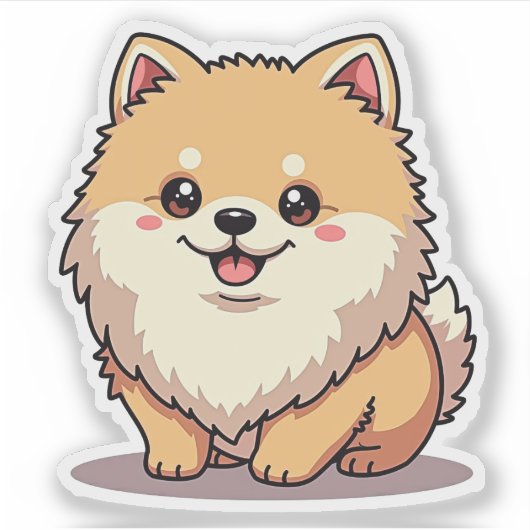 Adortierter Spitz, Kawaii Charm, Klein Aufkleber (Vorderseite)