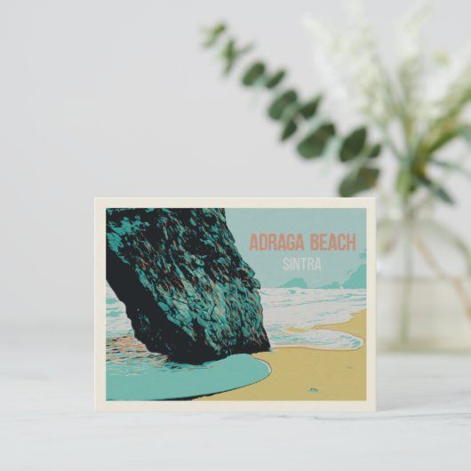 Adraga Beach View, Sintra Coast Illustration Postkarte (Stehend Vorderseite)